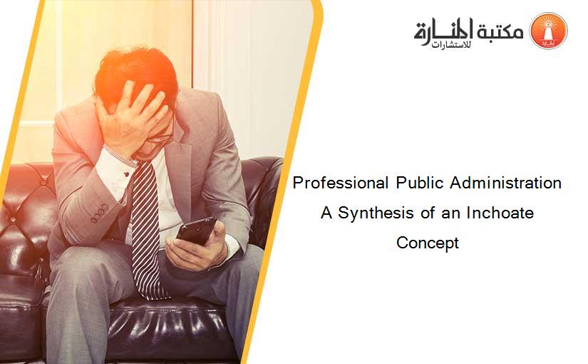 Professional Public Administration A Synthesis of an Inchoate Concept