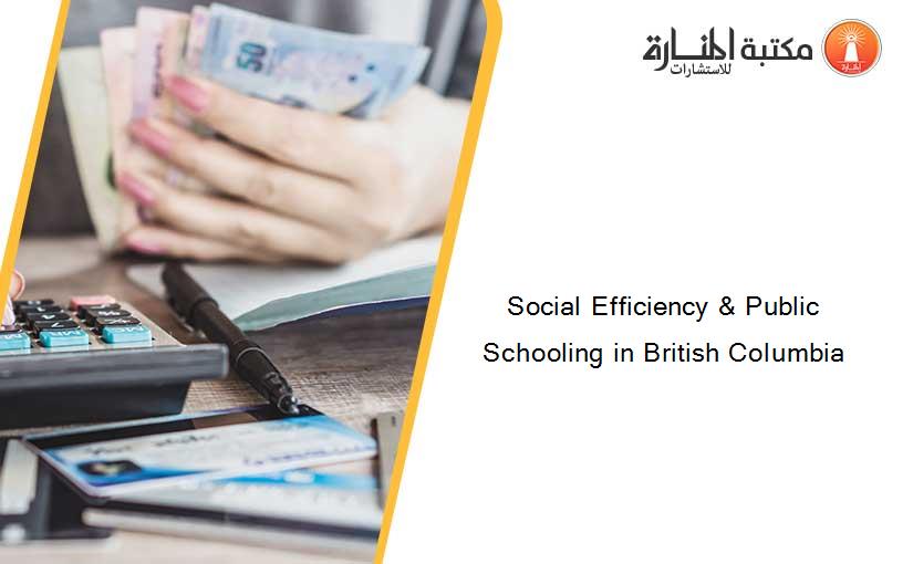 Social Efficiency & Public Schooling in British Columbia