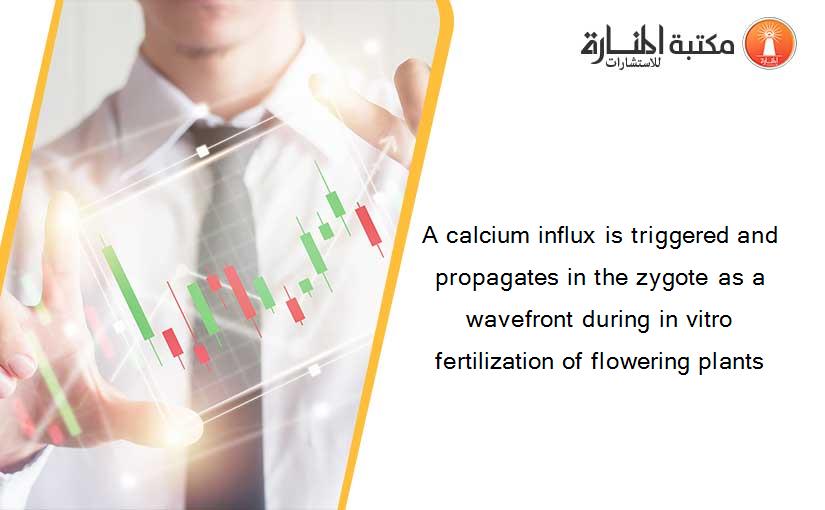 A calcium influx is triggered and propagates in the zygote as a wavefront during in vitro fertilization of flowering plants