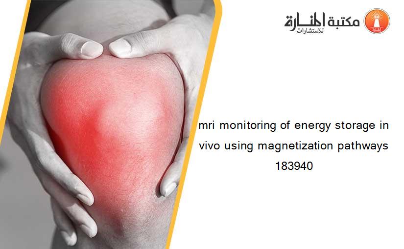 mri monitoring of energy storage in vivo using magnetization pathways 183940