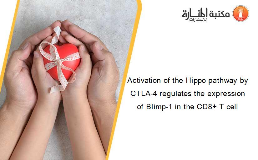 Activation of the Hippo pathway by CTLA-4 regulates the expression of Blimp-1 in the CD8+ T cell