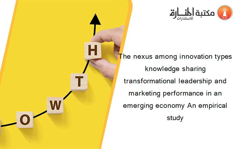 The nexus among innovation types knowledge sharing transformational leadership and marketing performance in an emerging economy An empirical study
