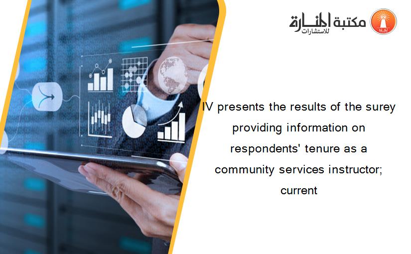 IV presents the results of the surey providing information on respondents' tenure as a community services instructor; current