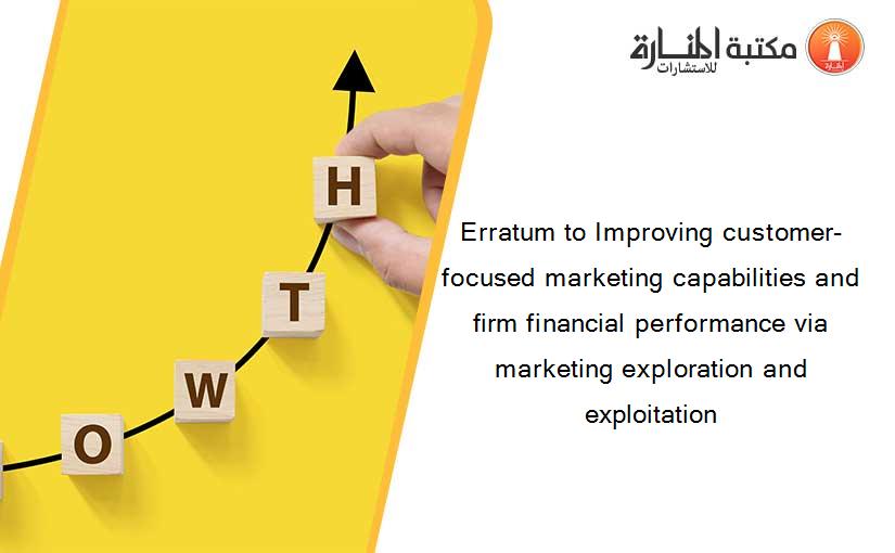Erratum to Improving customer-focused marketing capabilities and firm financial performance via marketing exploration and exploitation