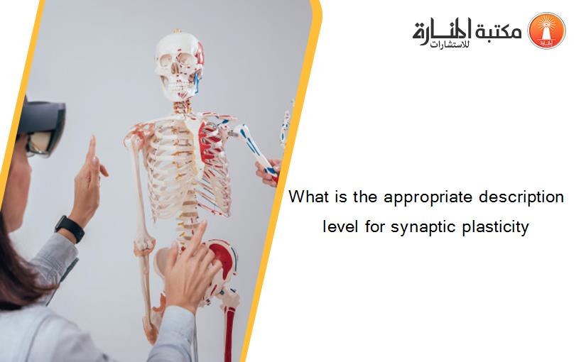 What is the appropriate description level for synaptic plasticity