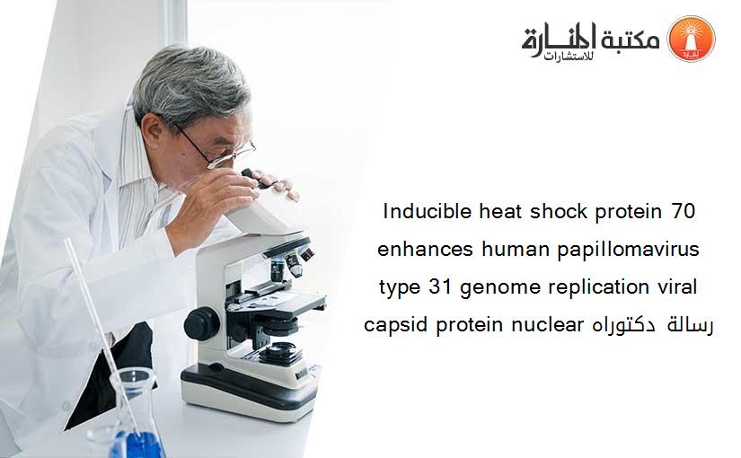 Inducible heat shock protein 70 enhances human papillomavirus type 31 genome replication viral capsid protein nuclear رسالة دكتوراه