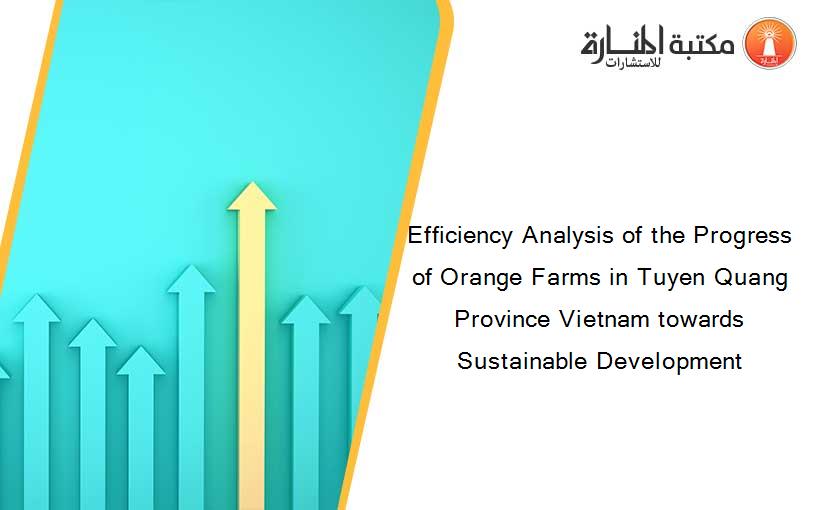 Efficiency Analysis of the Progress of Orange Farms in Tuyen Quang Province Vietnam towards Sustainable Development