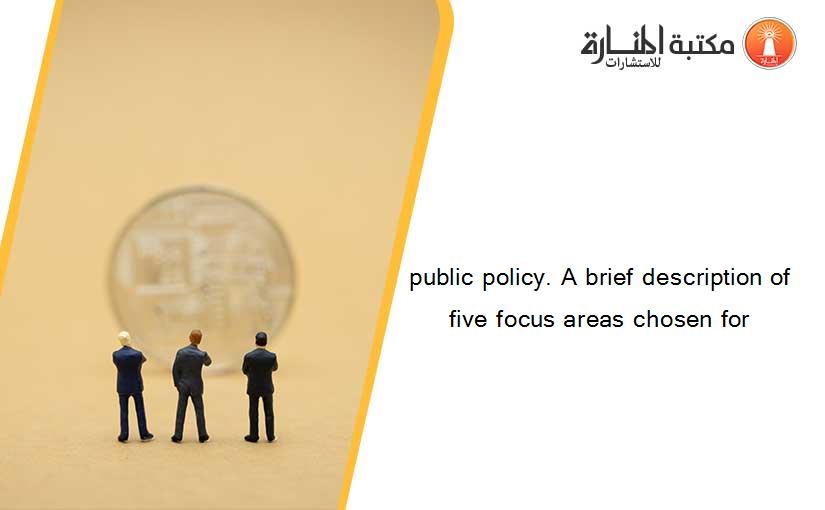 public policy. A brief description of five focus areas chosen for