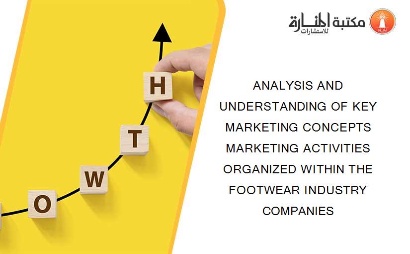 ANALYSIS AND UNDERSTANDING OF KEY MARKETING CONCEPTS MARKETING ACTIVITIES ORGANIZED WITHIN THE FOOTWEAR INDUSTRY COMPANIES