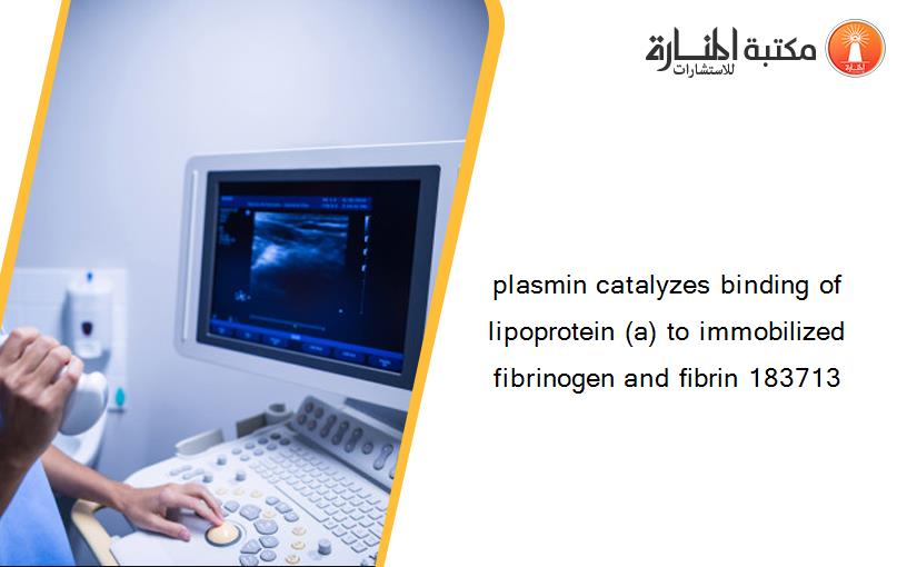 plasmin catalyzes binding of lipoprotein (a) to immobilized fibrinogen and fibrin 183713