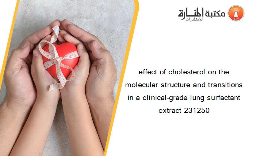 effect of cholesterol on the molecular structure and transitions in a clinical-grade lung surfactant extract 231250