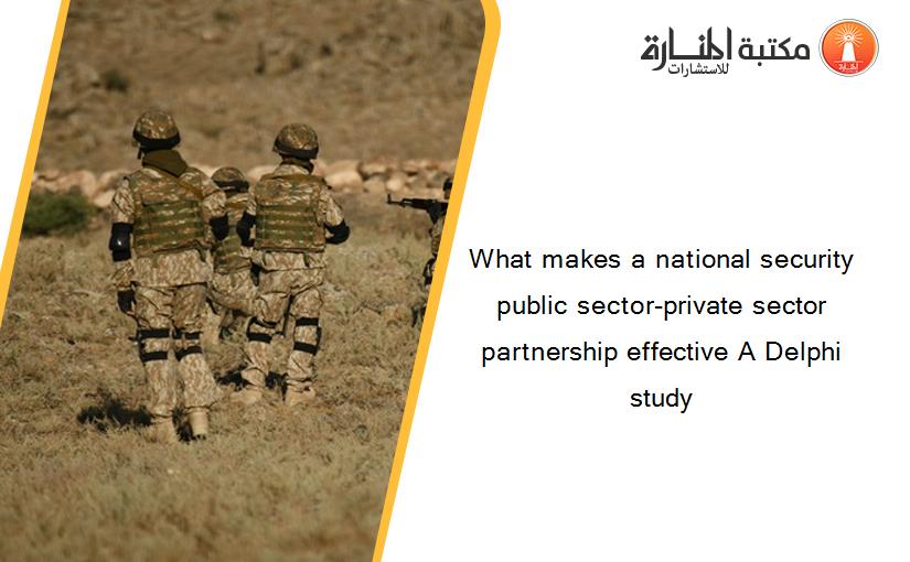 What makes a national security public sector-private sector partnership effective A Delphi study