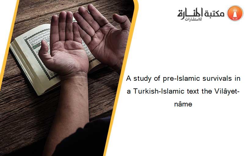 A study of pre-Islamic survivals in a Turkish-Islamic text the Vilâyet-nâme