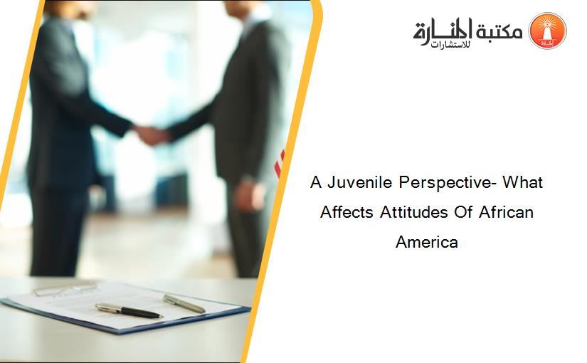 A Juvenile Perspective- What Affects Attitudes Of African America