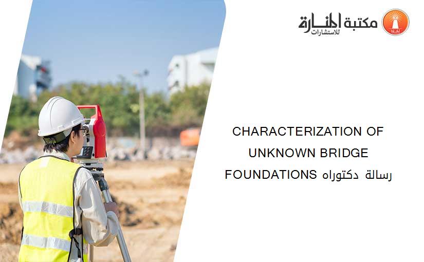 CHARACTERIZATION OF UNKNOWN BRIDGE FOUNDATIONS رسالة دكتوراه