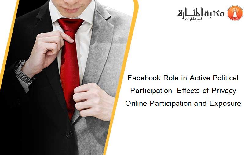 Facebook Role in Active Political Participation  Effects of Privacy Online Participation and Exposure