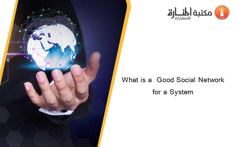 What is a  Good Social Network for a System