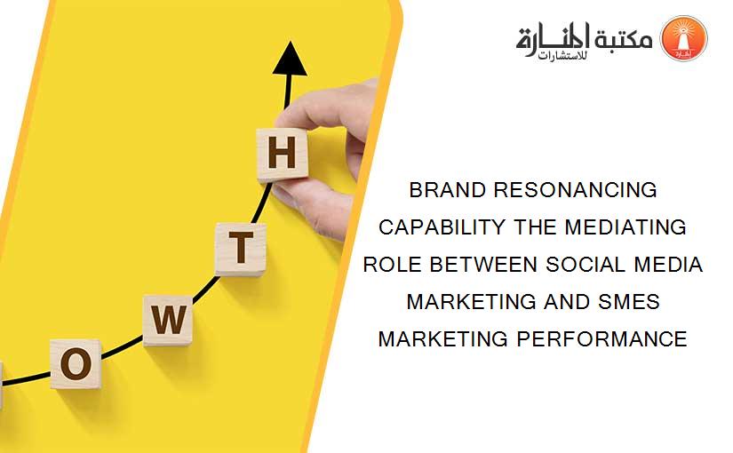 BRAND RESONANCING CAPABILITY THE MEDIATING ROLE BETWEEN SOCIAL MEDIA MARKETING AND SMES MARKETING PERFORMANCE