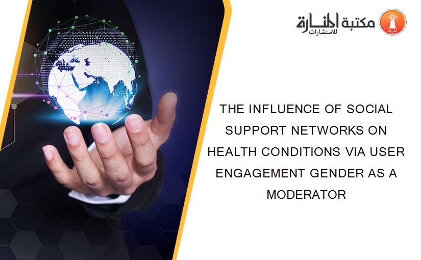 THE INFLUENCE OF SOCIAL SUPPORT NETWORKS ON HEALTH CONDITIONS VIA USER ENGAGEMENT GENDER AS A MODERATOR