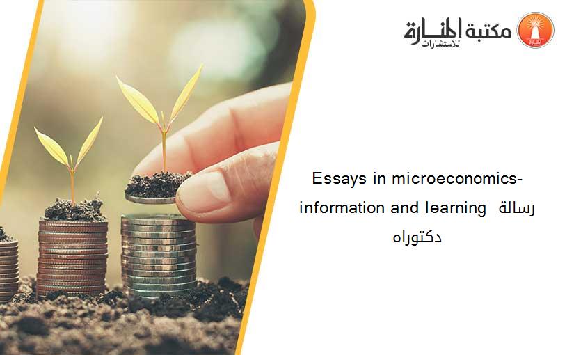 Essays in microeconomics- information and learning رسالة دكتوراه
