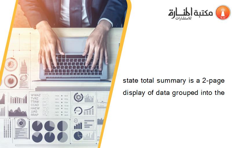 state total summary is a 2-page display of data grouped into the