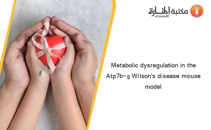 Metabolic dysregulation in the Atp7b−و− Wilson’s disease mouse model