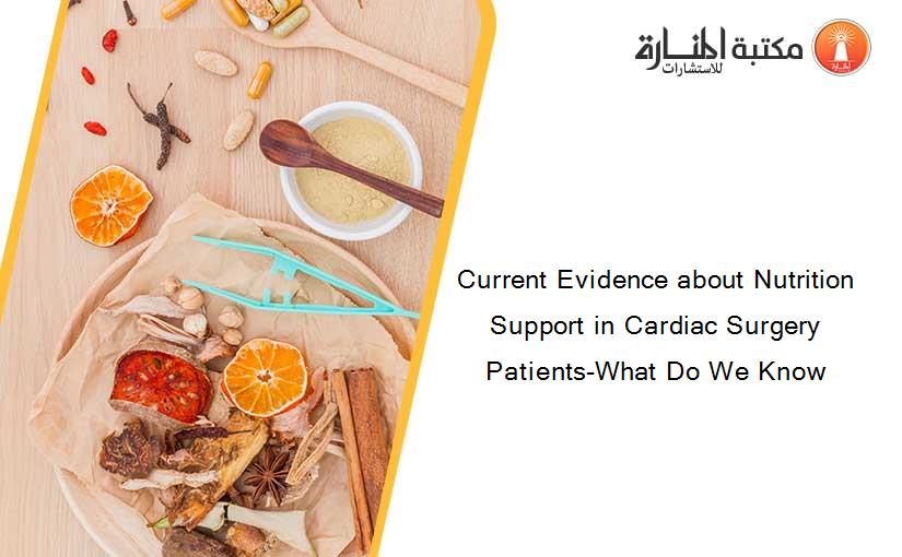 Current Evidence about Nutrition Support in Cardiac Surgery Patients-What Do We Know