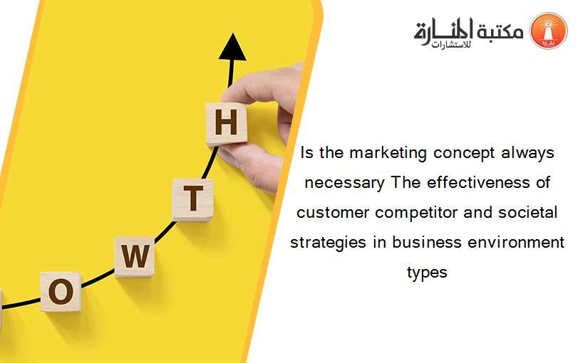 Is the marketing concept always necessary The effectiveness of customer competitor and societal strategies in business environment types