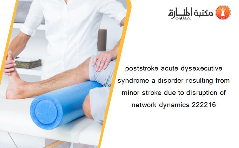 poststroke acute dysexecutive syndrome a disorder resulting from minor stroke due to disruption of network dynamics 222216