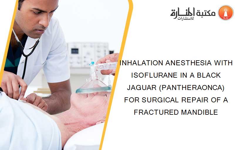 INHALATION ANESTHESIA WITH ISOFLURANE IN A BLACK JAGUAR (PANTHERAONCA) FOR SURGICAL REPAIR OF A FRACTURED MANDIBLE