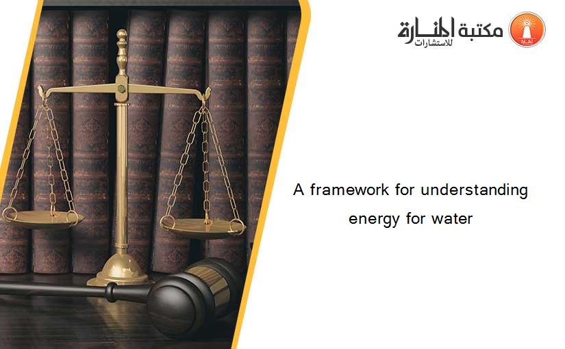 A framework for understanding energy for water