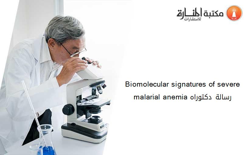 Biomolecular signatures of severe malarial anemia رسالة دكتوراه