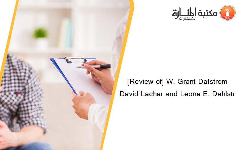 [Review of] W. Grant Dalstrom David Lachar and Leona E. Dahlstr