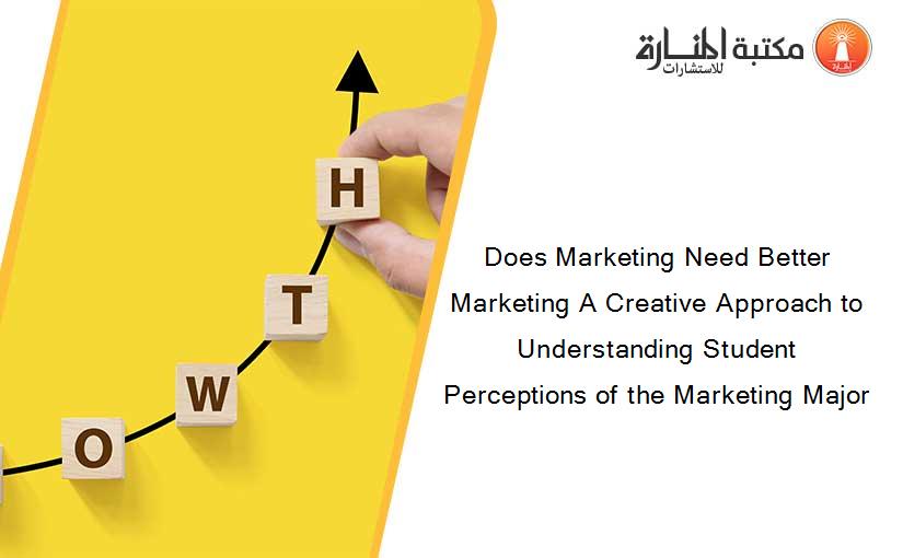 Does Marketing Need Better Marketing A Creative Approach to Understanding Student Perceptions of the Marketing Major