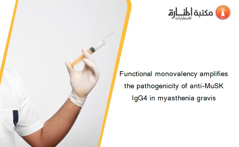 Functional monovalency amplifies the pathogenicity of anti-MuSK IgG4 in myasthenia gravis