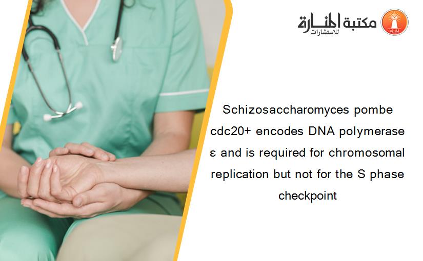 Schizosaccharomyces pombe cdc20+ encodes DNA polymerase ɛ and is required for chromosomal replication but not for the S phase checkpoint