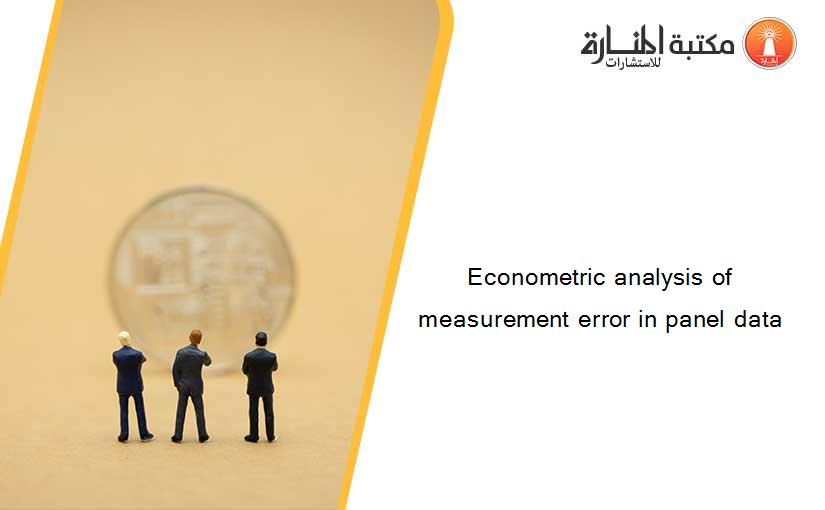 Econometric analysis of measurement error in panel data