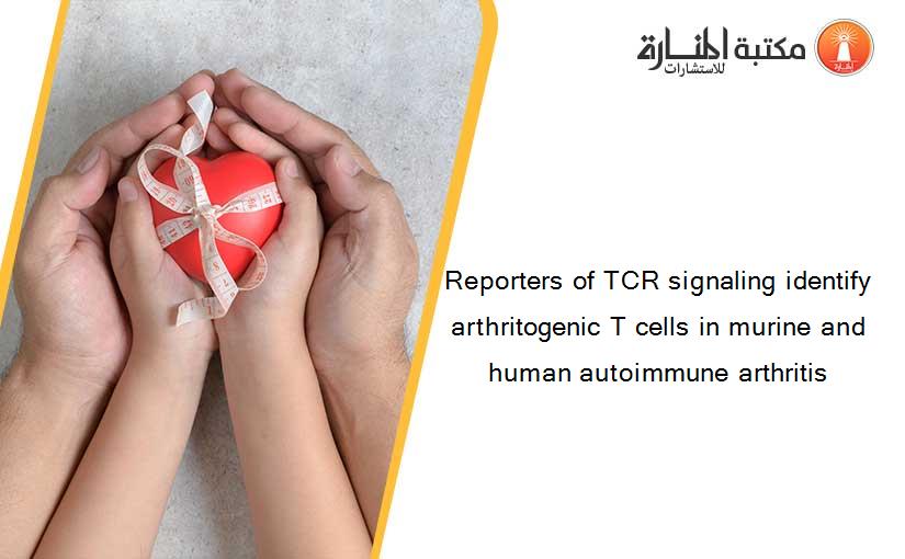 Reporters of TCR signaling identify arthritogenic T cells in murine and human autoimmune arthritis