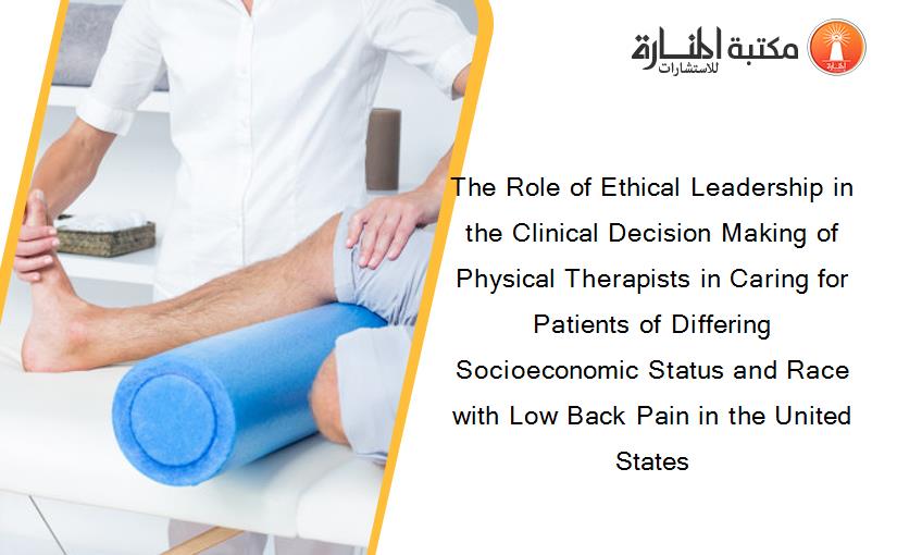 The Role of Ethical Leadership in the Clinical Decision Making of Physical Therapists in Caring for Patients of Differing Socioeconomic Status and Race with Low Back Pain in the United States