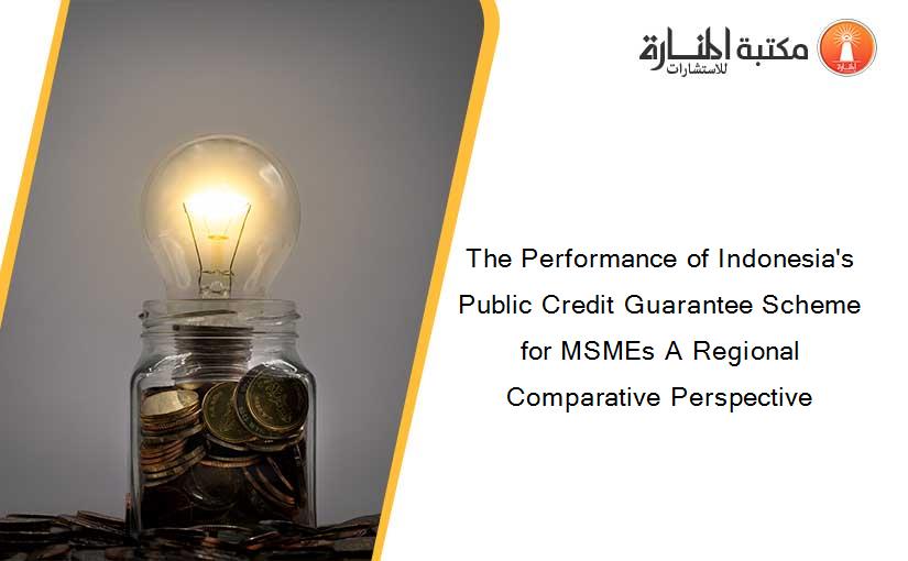The Performance of Indonesia's Public Credit Guarantee Scheme for MSMEs A Regional Comparative Perspective