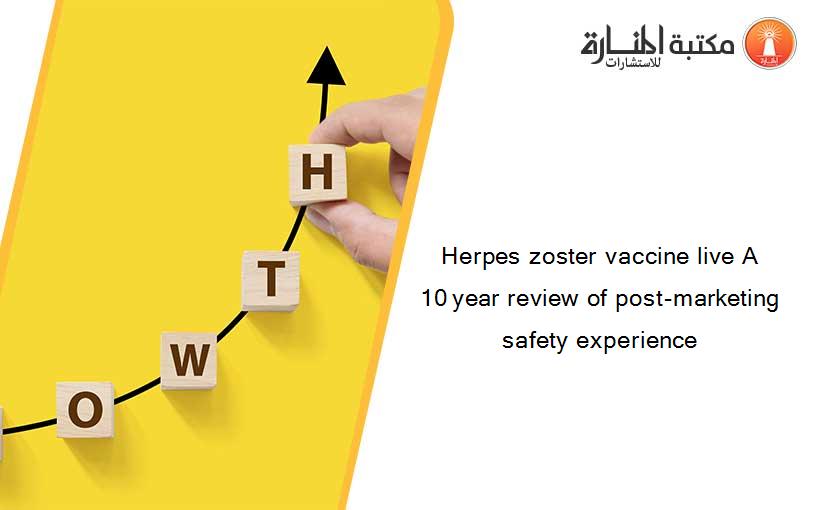 Herpes zoster vaccine live A 10 year review of post-marketing safety experience
