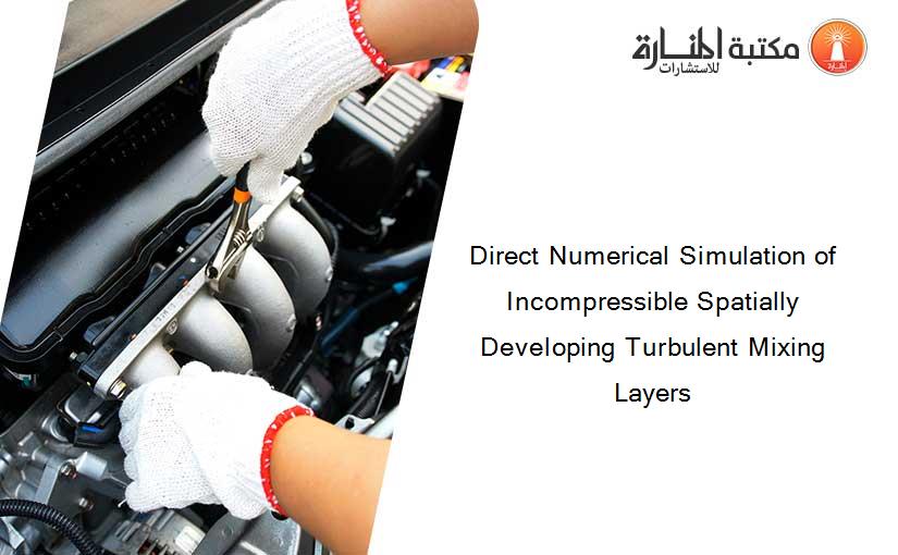 Direct Numerical Simulation of Incompressible Spatially Developing Turbulent Mixing Layers