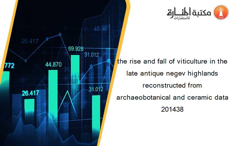 the rise and fall of viticulture in the late antique negev highlands reconstructed from archaeobotanical and ceramic data 201438