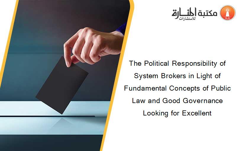 The Political Responsibility of System Brokers in Light of Fundamental Concepts of Public Law and Good Governance Looking for Excellent