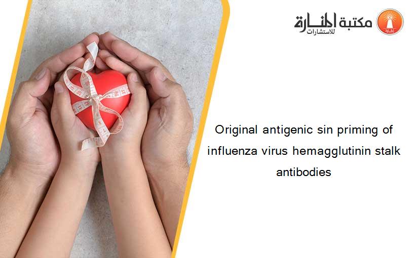 Original antigenic sin priming of influenza virus hemagglutinin stalk antibodies