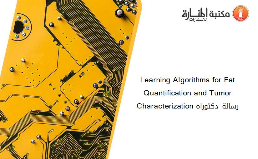 Learning Algorithms for Fat Quantification and Tumor Characterization رسالة دكتوراه