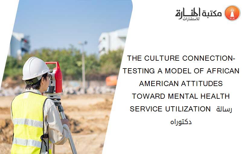 THE CULTURE CONNECTION-  TESTING A MODEL OF AFRICAN AMERICAN ATTITUDES TOWARD MENTAL HEALTH SERVICE UTILIZATION رسالة دكتوراه