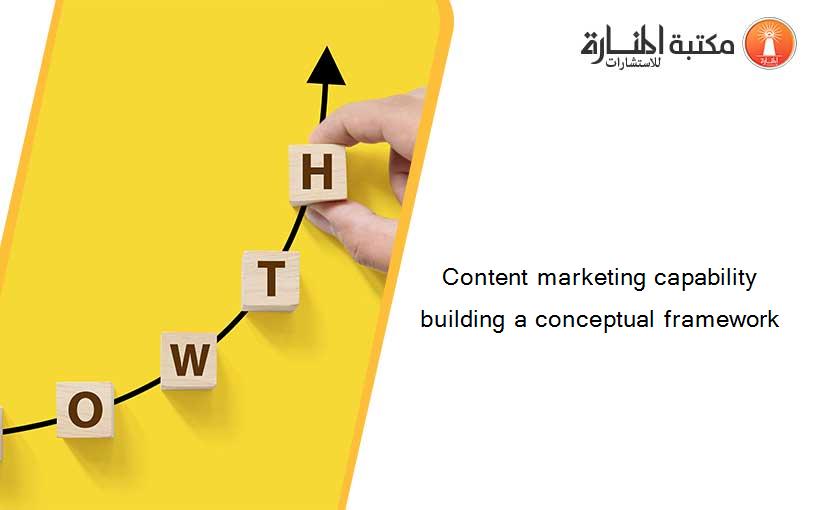 Content marketing capability building a conceptual framework