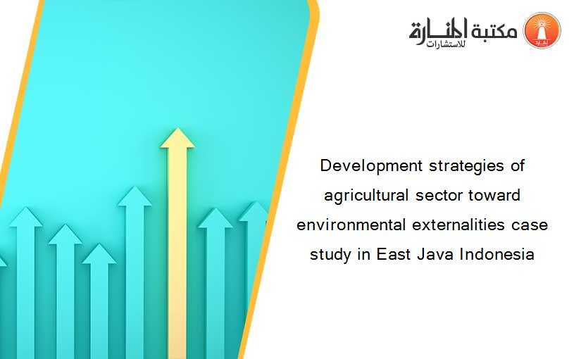 Development strategies of agricultural sector toward environmental externalities case study in East Java Indonesia