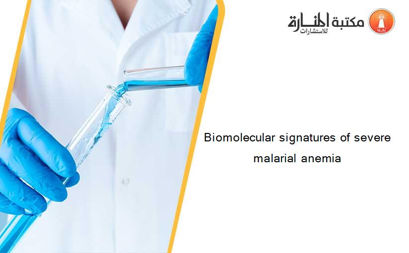 Biomolecular signatures of severe malarial anemia